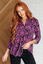 Load image into Gallery viewer, Lizzy Top in Hot Pink and Navy Damask