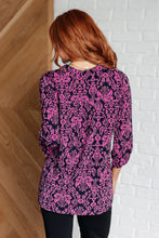 Load image into Gallery viewer, Lizzy Top in Hot Pink and Navy Damask