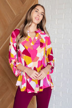 Load image into Gallery viewer, Lizzy Top in Magenta and Mustard Abstract