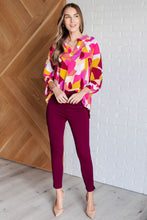 Load image into Gallery viewer, Lizzy Top in Magenta and Mustard Abstract