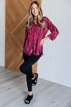 Load image into Gallery viewer, Lizzy Top in Magenta and Red Strokes