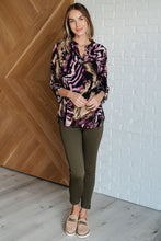 Load image into Gallery viewer, Lizzy Top in Purple and Taupe Animal Print