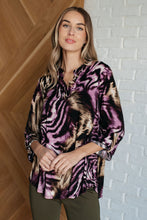 Load image into Gallery viewer, Lizzy Top in Purple and Taupe Animal Print