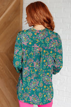 Load image into Gallery viewer, Lizzy Top in Teal and Purple Floral Paisley