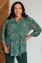 Load image into Gallery viewer, Lizzy Top in Teal and Purple Floral Paisley