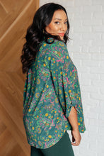 Load image into Gallery viewer, Lizzy Top in Teal and Purple Floral Paisley