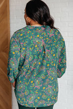 Load image into Gallery viewer, Lizzy Top in Teal and Purple Floral Paisley