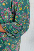 Load image into Gallery viewer, Lizzy Top in Teal and Purple Floral Paisley
