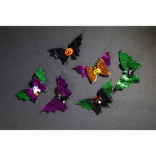 Load image into Gallery viewer, Julia Rose Halloween sequin hair bow, Sparkly Halloween hair bow close-up