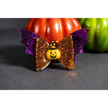 Load image into Gallery viewer, Julia Rose Halloween sequin hair bow, Sparkly Halloween hair bow close-up