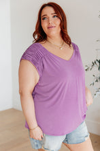Load image into Gallery viewer, Ruched Cap Sleeve Top in Lavender