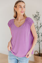 Load image into Gallery viewer, Ruched Cap Sleeve Top in Lavender