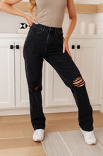 Load image into Gallery viewer, Susannah High Rise Rigid Magic 90's Distressed Straight Jeans in Black