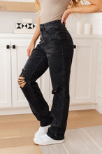Load image into Gallery viewer, Susannah High Rise Rigid Magic 90's Distressed Straight Jeans in Black