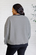 Load image into Gallery viewer, Too Good to Be True Striped Drop Shoulder Top in Black