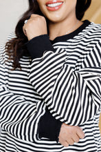 Load image into Gallery viewer, Too Good to Be True Striped Drop Shoulder Top in Black
