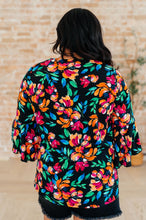 Load image into Gallery viewer, Willow Bell Sleeve Top in Black and Emerald Floral