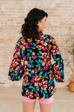 Load image into Gallery viewer, Willow Bell Sleeve Top in Black and Emerald Floral