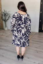 Load image into Gallery viewer, Worthwhile Moment Floral Tiered Dress in Oatmeal and Navy
