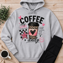 Load image into Gallery viewer, Coffee My Love Language graphic hoodie with pink and leopard print coffee cup design