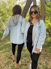 Load image into Gallery viewer, PREORDER: Lightwash Hooded Denim Shacket