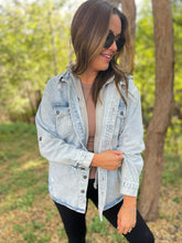 Load image into Gallery viewer, PREORDER: Lightwash Hooded Denim Shacket