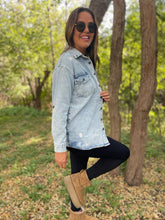 Load image into Gallery viewer, PREORDER: Lightwash Hooded Denim Shacket