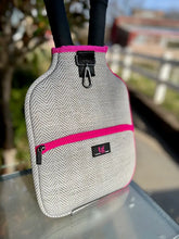 Load image into Gallery viewer, PREORDER: Pickleball Paddle Cover in Pink Herringbone