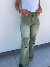 Load image into Gallery viewer, PREORDER: Blakeley Distressed Jeans In Olive and Camel Tall Inseam
