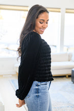 Load image into Gallery viewer, Believe In Miracles Smocked Velvet Top In Black