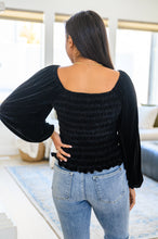 Load image into Gallery viewer, Believe In Miracles Smocked Velvet Top In Black