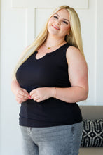 Load image into Gallery viewer, Daily Essential Notched Ribbed Tank in Black
