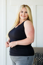 Load image into Gallery viewer, Daily Essential Notched Ribbed Tank in Black