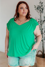 Load image into Gallery viewer, Ruched Cap Sleeve Top in Emerald