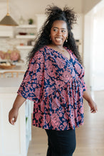 Load image into Gallery viewer, Dearest Dreamer Peplum Top in Pink Paisley