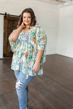 Load image into Gallery viewer, Fabled in Floral Draped Peplum Top in Ivory