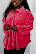 Load image into Gallery viewer, Feeling Fuchsia Velvet Button Down