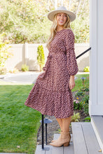Load image into Gallery viewer, Flow With The Times Floral Midi Dress In Brown