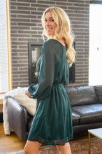 Load image into Gallery viewer, Front And Center Balloon Sleeve Dress in Green