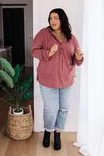 Load image into Gallery viewer, Happier Now Henley Hoodie in Burgundy