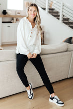 Load image into Gallery viewer, Happier Now Henley Hoodie in Ivory