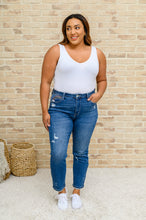 Load image into Gallery viewer, Hi-Rise Rainbow Embroidery Cropped Straight Leg Jeans