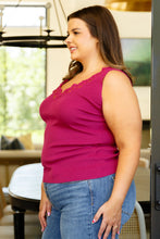 Load image into Gallery viewer, I Can Love You Better Lace Trim Tank in Berry