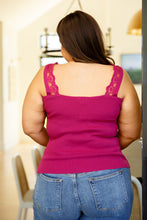 Load image into Gallery viewer, I Can Love You Better Lace Trim Tank in Berry