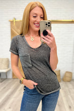 Load image into Gallery viewer, Melange Burnout V-Neck T-Shirt in Ash Black