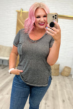 Load image into Gallery viewer, Melange Burnout V-Neck T-Shirt in Ash Black