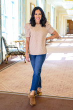 Load image into Gallery viewer, Kelsi Jacquard Puff Sleeve Top In Tan