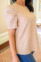 Load image into Gallery viewer, Kelsi Jacquard Puff Sleeve Top In Tan