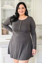 Load image into Gallery viewer, Long Sleeve Button Down Dress In Ash Gray