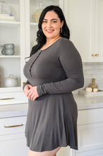Load image into Gallery viewer, Long Sleeve Button Down Dress In Ash Gray